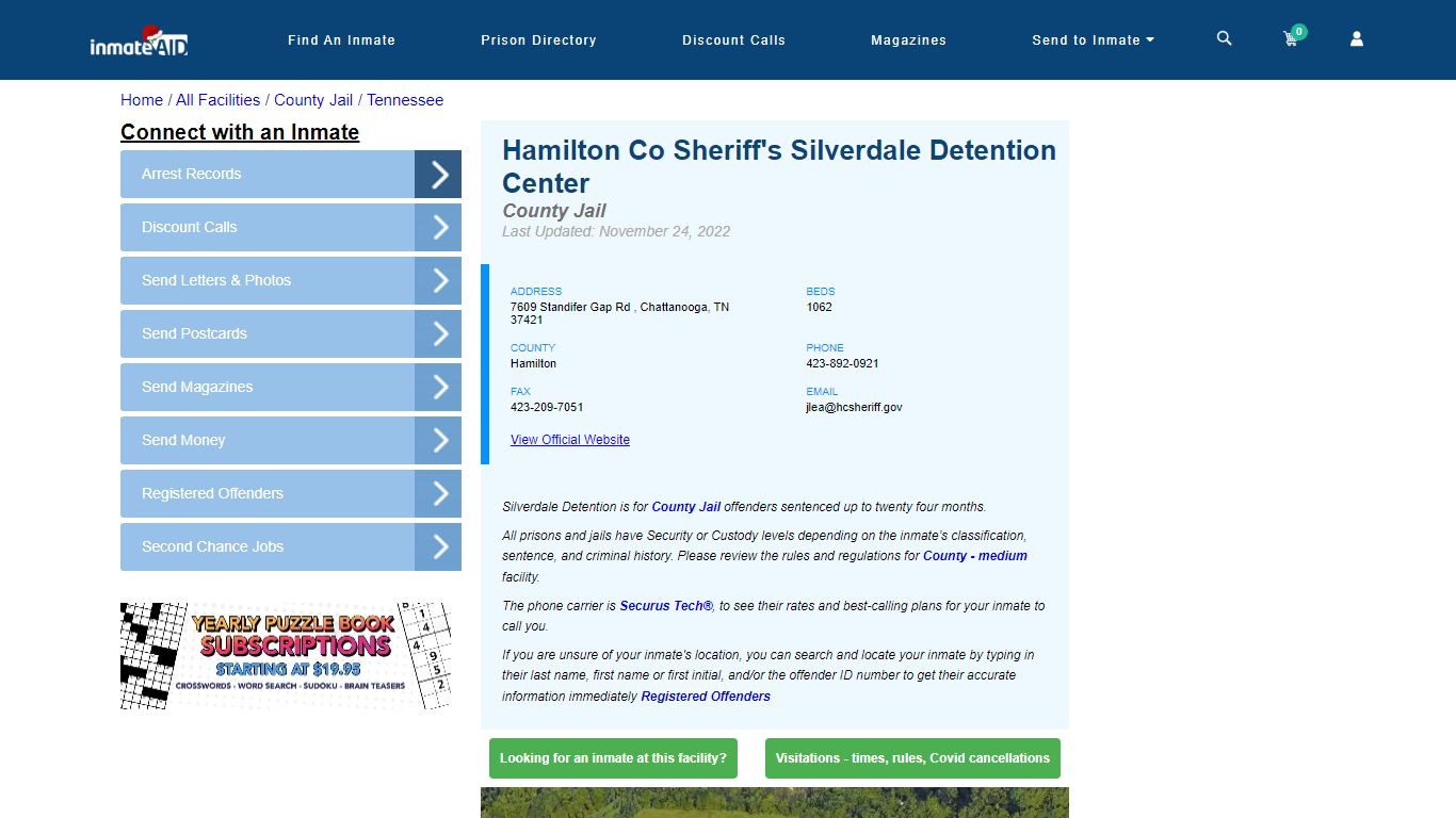 Hamilton Co Sheriff's Silverdale Detention Center - Inmate Search ...